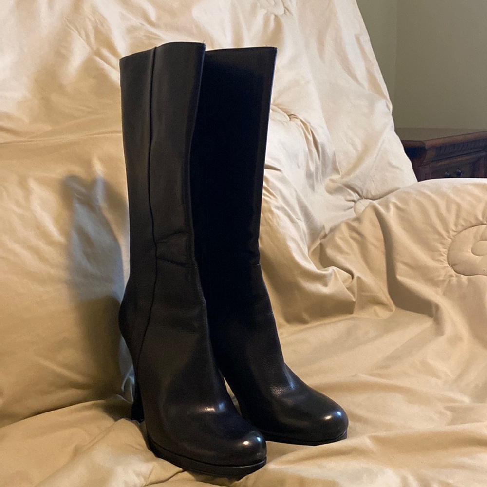 Black leather boots brand Steven size 9.5 M worn once. Great condition
